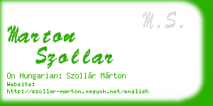 marton szollar business card
